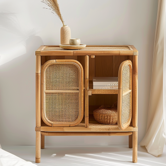 Wabi-sabi style wicker sideboard for living room, wall-mounted storage cabinet for homestays and hotels, and entrance cabinet