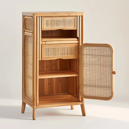 Wabi-sabi style rattan sideboard, living room wall-mounted storage cabinet, and storage cabinet for homestays and hotels - Image 2