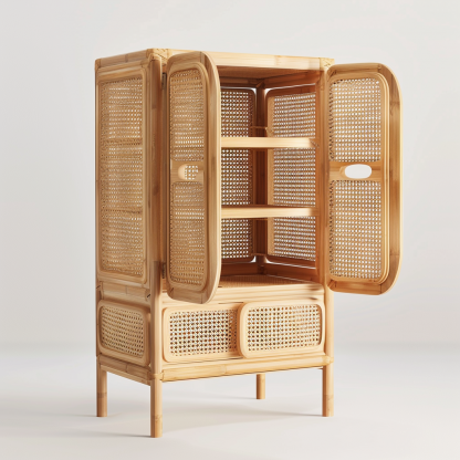 Vintage rattan screen partition, Japanese folding and movable, Nordic solid wood living room, indoor retro ins true rattan folding screen - Image 3
