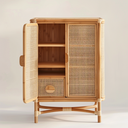 Wabi-sabi style rattan sideboard, living room wall-mounted storage cabinet, and storage cabinet for homestays and hotels - Image 4