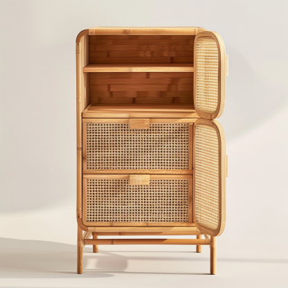 Wabi-sabi style rattan sideboard, living room wall-mounted storage cabinet, and storage cabinet for homestays and hotels - Image 3