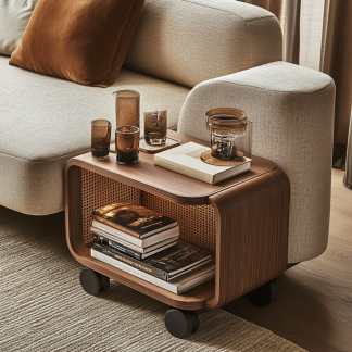 Small trolley mobile storage rack, modern and simple sofa side table, living room household storage rack, multi-functional