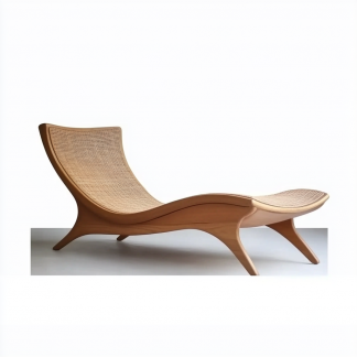 Wabi-sabi style solid wood rattan rocking chair, a modern and simple Japanese wabi-sabi style retro solid wood rattan rocking chair
