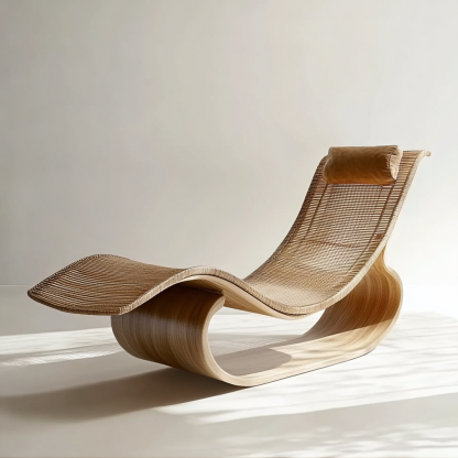 Wabi-sabi style solid wood rattan rocking chair, a modern and simple Japanese wabi-sabi style retro solid wood rattan rocking chair - Image 8