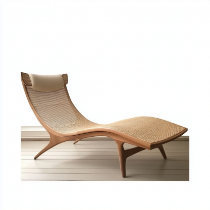 Wabi-sabi style solid wood rattan rocking chair, a modern and simple Japanese wabi-sabi style retro solid wood rattan rocking chair - Image 7