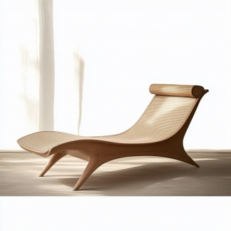 Wabi-sabi style solid wood rattan rocking chair, a modern and simple Japanese wabi-sabi style retro solid wood rattan rocking chair