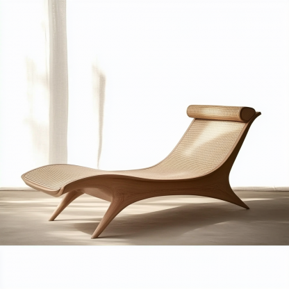 Wabi-sabi style solid wood rattan rocking chair, a modern and simple Japanese wabi-sabi style retro solid wood rattan rocking chair
