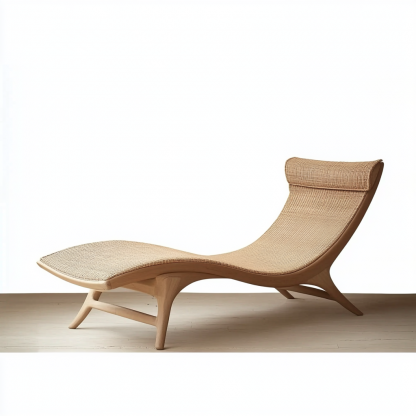 Wabi-sabi style solid wood rattan rocking chair, a modern and simple Japanese wabi-sabi style retro solid wood rattan rocking chair - Image 5