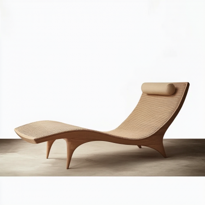 Wabi-sabi style solid wood rattan rocking chair, a modern and simple Japanese wabi-sabi style retro solid wood rattan rocking chair - Image 3