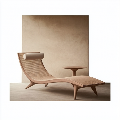 Wabi-sabi style solid wood rattan rocking chair, a modern and simple Japanese wabi-sabi style retro solid wood rattan rocking chair - Image 2