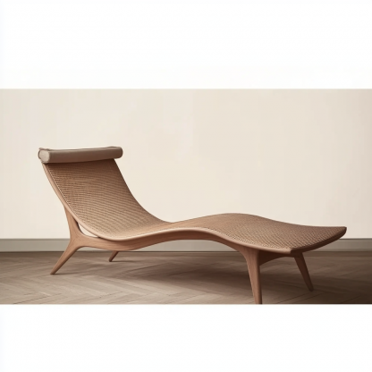Wabi-sabi style solid wood rattan rocking chair, a modern and simple Japanese wabi-sabi style retro solid wood rattan rocking chair - Image 9