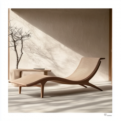 Wabi-sabi style solid wood rattan rocking chair, a modern and simple Japanese wabi-sabi style retro solid wood rattan rocking chair - Image 8