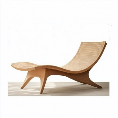 Wabi-sabi style solid wood rattan rocking chair, a modern and simple Japanese wabi-sabi style retro solid wood rattan rocking chair - Image 7