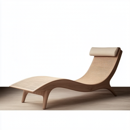 Wabi-sabi style solid wood rattan rocking chair, a modern and simple Japanese wabi-sabi style retro solid wood rattan rocking chair