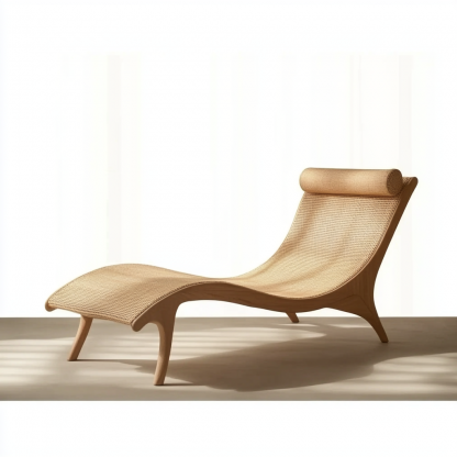 Wabi-sabi style solid wood rattan rocking chair, a modern and simple Japanese wabi-sabi style retro solid wood rattan rocking chair - Image 7