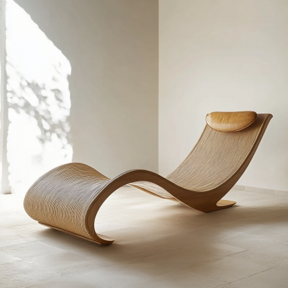 Wabi-sabi style solid wood rattan rocking chair, a modern and simple Japanese wabi-sabi style retro solid wood rattan rocking chair - Image 8