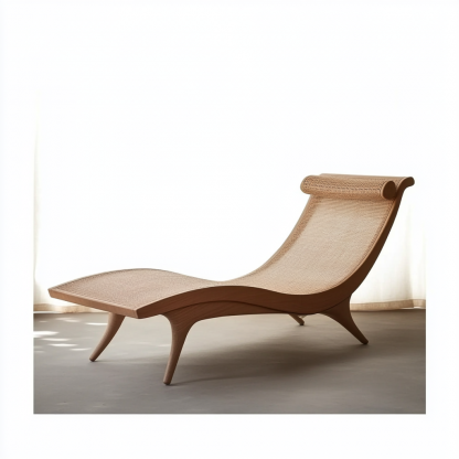 Wabi-sabi style solid wood rattan rocking chair, a modern and simple Japanese wabi-sabi style retro solid wood rattan rocking chair - Image 7