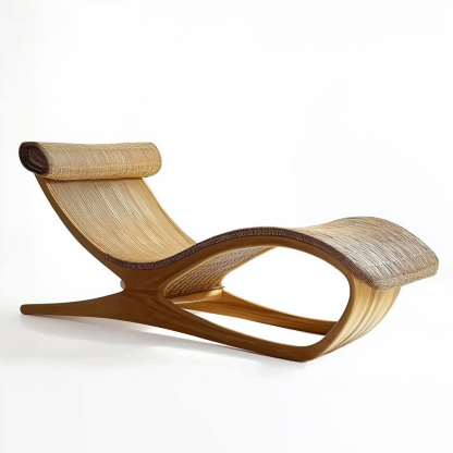 Wabi-sabi style solid wood rattan rocking chair, a modern and simple Japanese wabi-sabi style retro solid wood rattan rocking chair - Image 7
