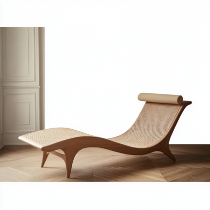 Wabi-sabi style solid wood rattan rocking chair, a modern and simple Japanese wabi-sabi style retro solid wood rattan rocking chair - Image 5