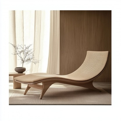 Wabi-sabi style solid wood rattan rocking chair, a modern and simple Japanese wabi-sabi style retro solid wood rattan rocking chair - Image 8