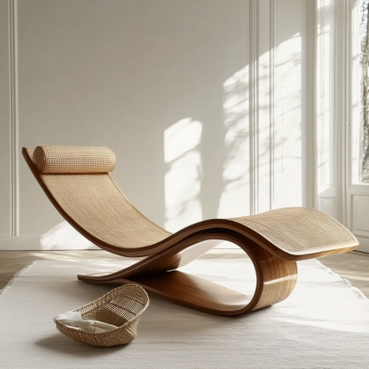 Wabi-sabi style solid wood rattan rocking chair, a modern and simple Japanese wabi-sabi style retro solid wood rattan rocking chairWabi-sabi style solid wood rattan rocking chair, a modern and simple Japanese wabi-sabi style retro solid wood rattan rocking chair - Image 9