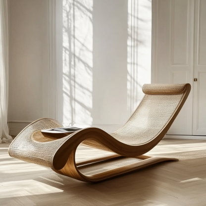 Wabi-sabi style solid wood rattan rocking chair, a modern and simple Japanese wabi-sabi style retro solid wood rattan rocking chairWabi-sabi style solid wood rattan rocking chair, a modern and simple Japanese wabi-sabi style retro solid wood rattan rocking chair - Image 8