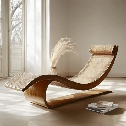 Wabi-sabi style solid wood rattan rocking chair, a modern and simple Japanese wabi-sabi style retro solid wood rattan rocking chairWabi-sabi style solid wood rattan rocking chair, a modern and simple Japanese wabi-sabi style retro solid wood rattan rocking chair - Image 7