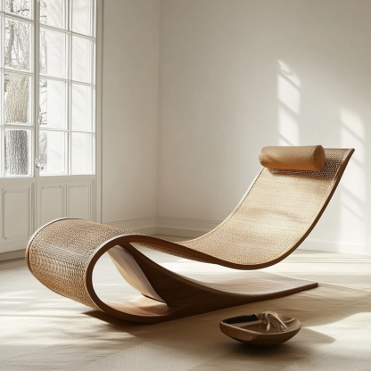 Wabi-sabi style solid wood rattan rocking chair, a modern and simple Japanese wabi-sabi style retro solid wood rattan rocking chairWabi-sabi style solid wood rattan rocking chair, a modern and simple Japanese wabi-sabi style retro solid wood rattan rocking chair - Image 6