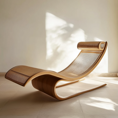 Outdoor hotel rattan rocking chairs, Japanese modern minimalist wabi-sabi style, and retro solid wood swimming pool - Image 5
