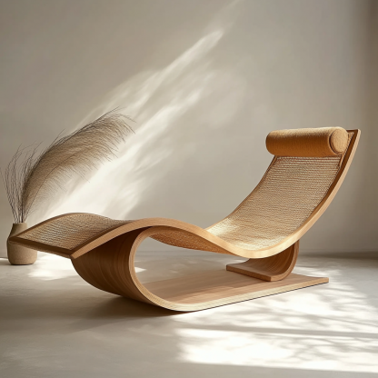Outdoor hotel rattan rocking chairs, Japanese modern minimalist wabi-sabi style, and retro solid wood swimming pool - Image 9