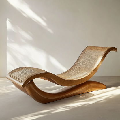 Outdoor hotel rattan rocking chairs, Japanese modern minimalist wabi-sabi style, and retro solid wood swimming pool - Image 6