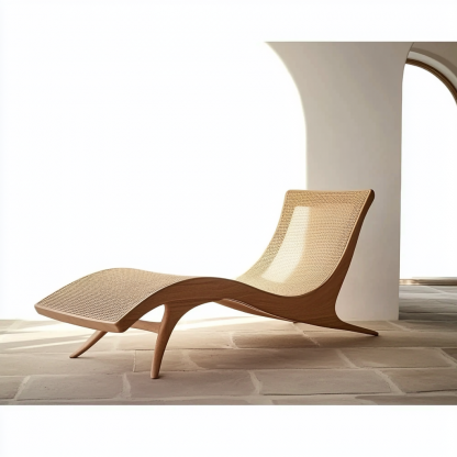 Wabi-sabi style solid wood rattan rocking chair, a modern and simple Japanese wabi-sabi style retro solid wood rattan rocking chair - Image 4