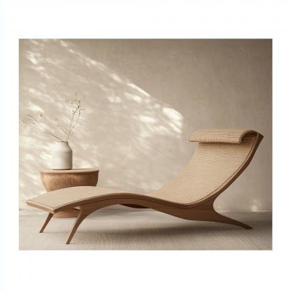 Wabi-sabi style solid wood rattan rocking chair, a modern and simple Japanese wabi-sabi style retro solid wood rattan rocking chair - Image 3