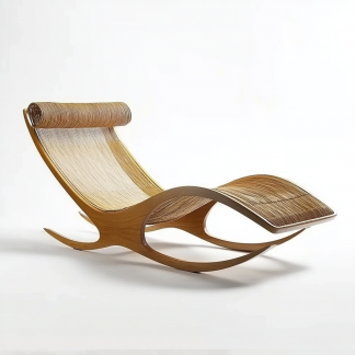 Wabi-sabi style rocking chair, solid wood rocking chair, Japanese modern, simple and retro, original solid wood wicker round