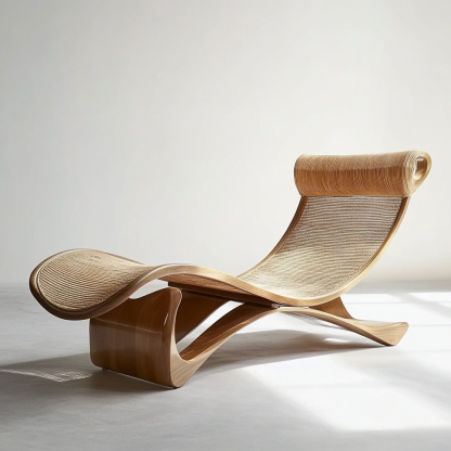 Wabi-sabi style rocking chair, solid wood rocking chair, Japanese modern, simple and retro, original solid wood wicker round - Image 7