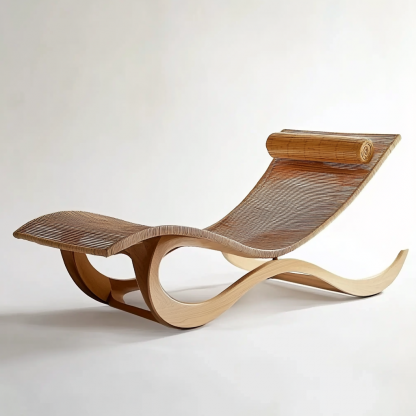 Wabi-sabi style rocking chair, solid wood rocking chair, Japanese modern, simple and retro, original solid wood wicker round - Image 3