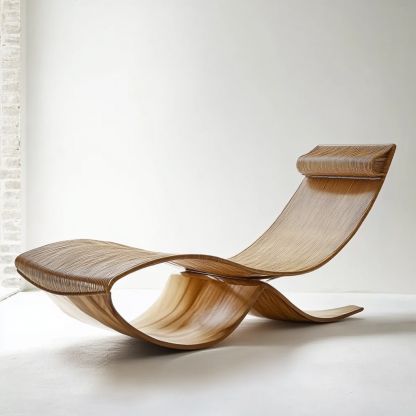 Wabi-sabi style rocking chair, solid wood rocking chair, Japanese modern, simple and retro, original solid wood wicker round - Image 9