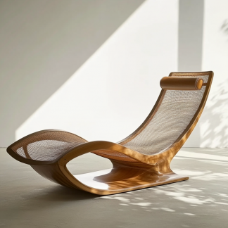 Wabi-sabi style solid wood rattan rocking chair, a modern and simple Japanese wabi-sabi style retro solid wood rattan rocking chair