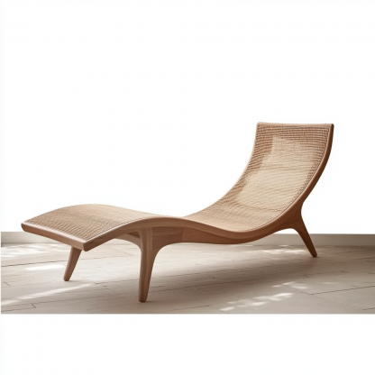 Wabi-sabi style solid wood rattan rocking chair, a modern and simple Japanese wabi-sabi style retro solid wood rattan rocking chair - Image 7