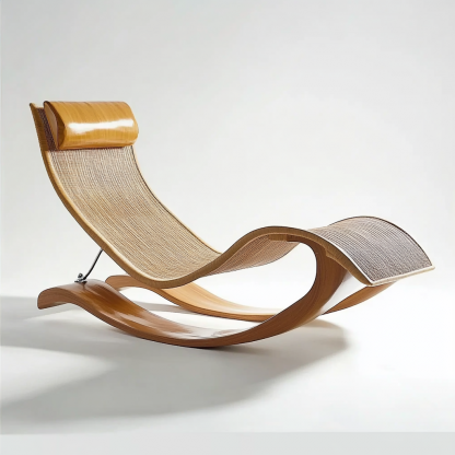Wabi-sabi style rocking chair, solid wood rocking chair, Japanese modern, simple and retro, original solid wood wicker round - Image 8