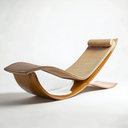 Wabi-sabi style rocking chair, solid wood rocking chair, Japanese modern, simple and retro, original solid wood wicker round - Image 7