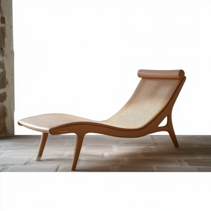 Wabi-sabi style solid wood rattan rocking chair, a modern and simple Japanese wabi-sabi style retro solid wood rattan rocking chair - Image 9
