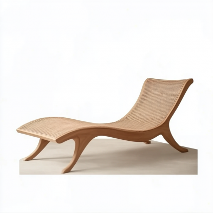 Wabi-sabi style solid wood rattan rocking chair, a modern and simple Japanese wabi-sabi style retro solid wood rattan rocking chair - Image 4