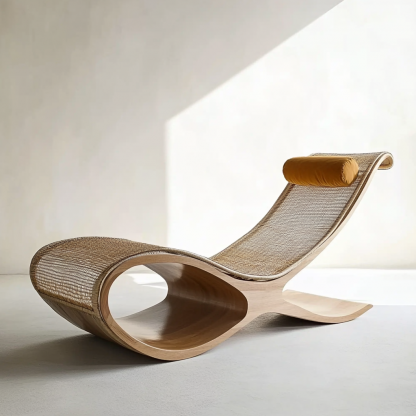 Wabi-sabi style solid wood rocking chair, armchair, cat scratch chair, single office chair, lazy chair, single chair, casual chair, black walnut - Image 7