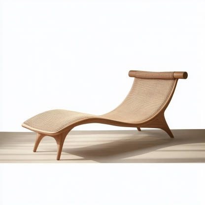 Wabi-sabi style solid wood rattan rocking chair, a modern and simple Japanese wabi-sabi style retro solid wood rattan rocking chair - Image 7