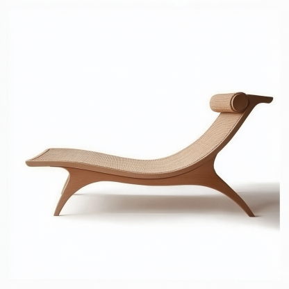 Wabi-sabi style solid wood rattan rocking chair, a modern and simple Japanese wabi-sabi style retro solid wood rattan rocking chair - Image 6