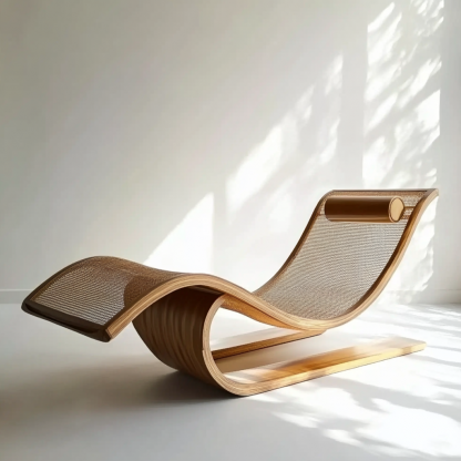 Wabi-sabi style solid wood rattan rocking chair, a modern and simple Japanese wabi-sabi style retro solid wood rattan rocking chair - Image 6