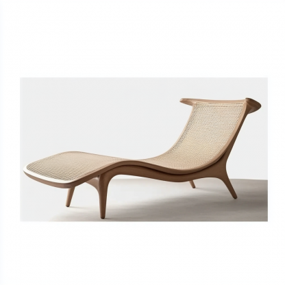 Wabi-sabi style solid wood rattan rocking chair, a modern and simple Japanese wabi-sabi style retro solid wood rattan rocking chair - Image 6