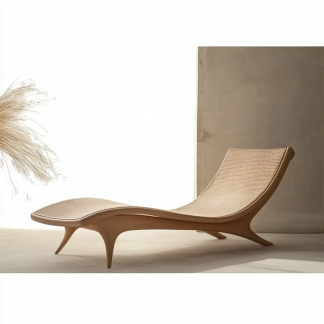 Wabi-sabi style solid wood rattan rocking chair, a modern and simple Japanese wabi-sabi style retro solid wood rattan rocking chair