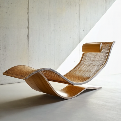 Wabi-sabi style solid wood rattan rocking chair, a modern and simple Japanese wabi-sabi style retro solid wood rattan rocking chair - Image 2